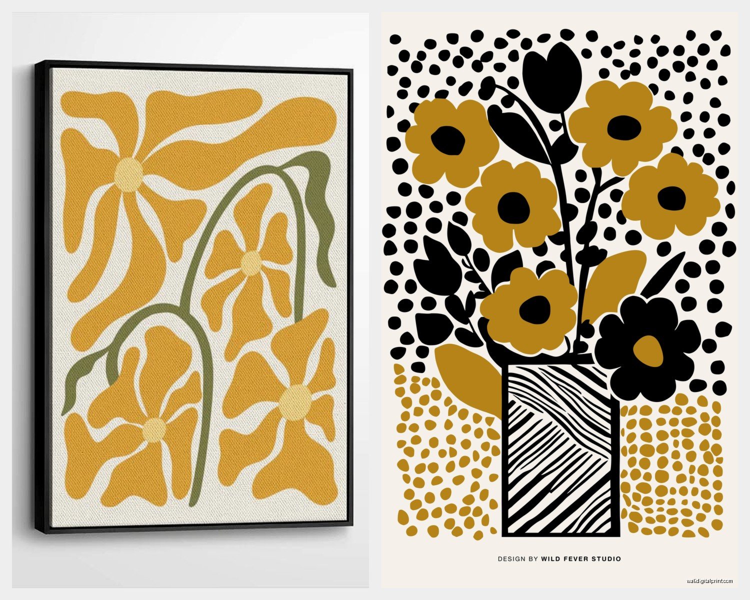 Mustard Wall Art: Yellow Gold Warm Retro Color Designs