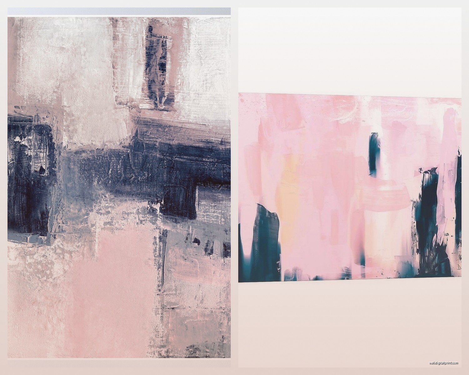Navy and Pink Wall Art: Deep Blue Blush Preppy Combo