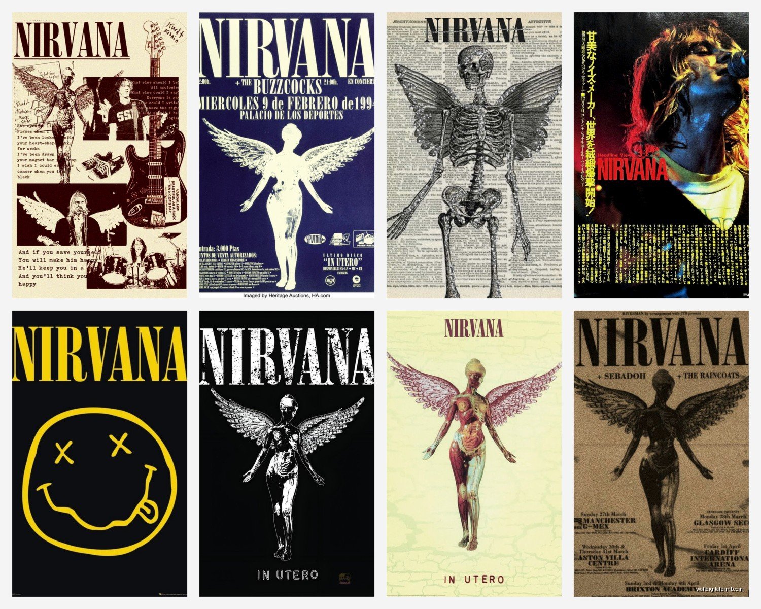 Nirvana Wall Art: Grunge Band Kurt Cobain Music Icon