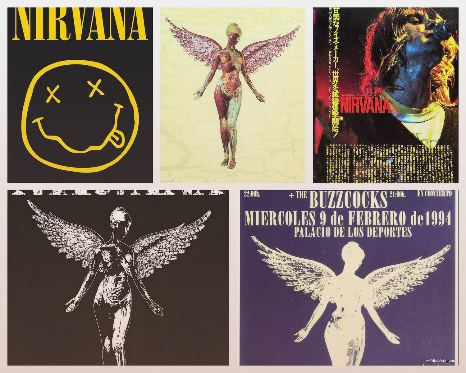 Nirvana Wall Art: Grunge Band Kurt Cobain Music Icon