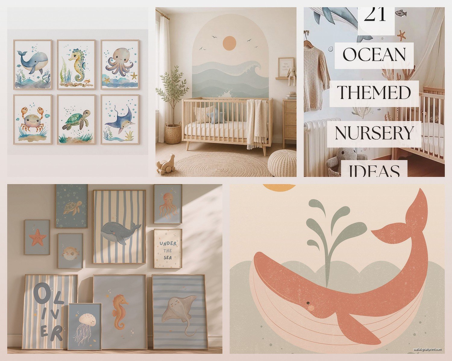 Ocean Nursery Wall Art: Sea Marine Baby Room Decor