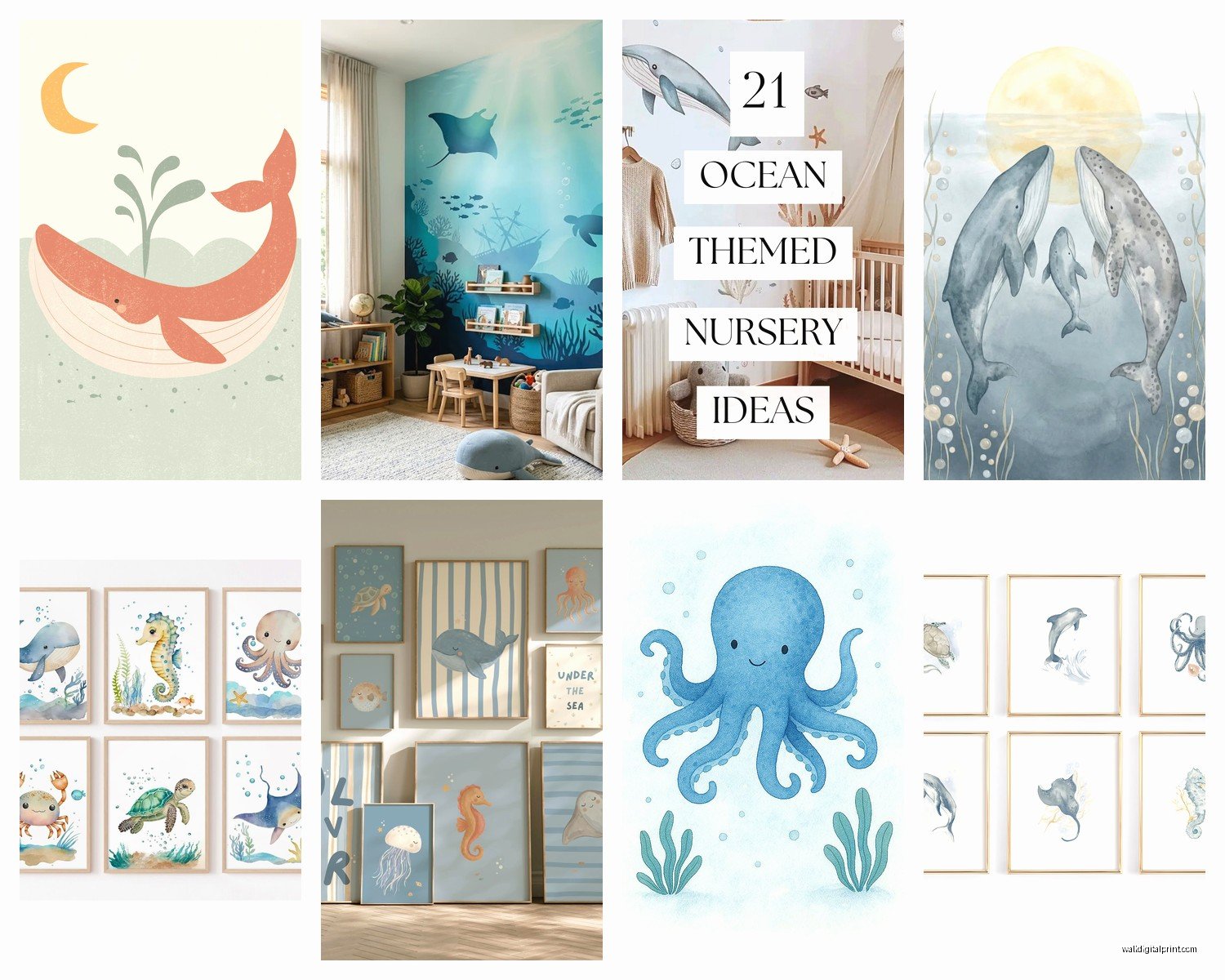 Ocean Nursery Wall Art: Sea Marine Baby Room Decor