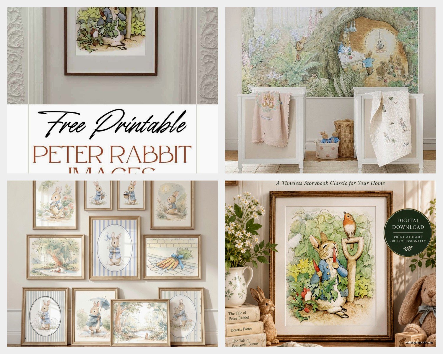 Peter Rabbit Wall Art: Beatrix Potter Classic Children's Story