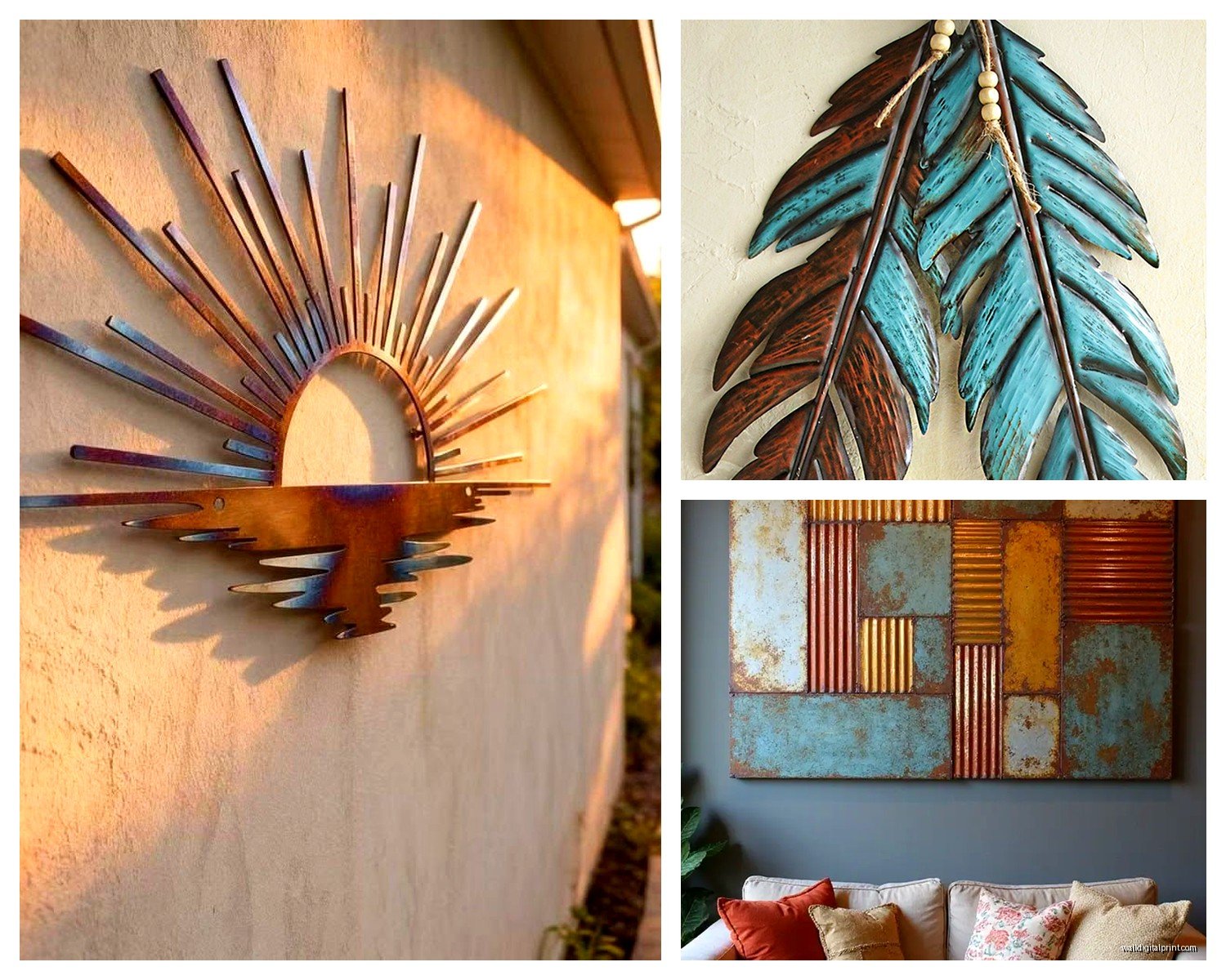 Rustic Metal Wall Art: Distressed Farmhouse Steel Sculpture