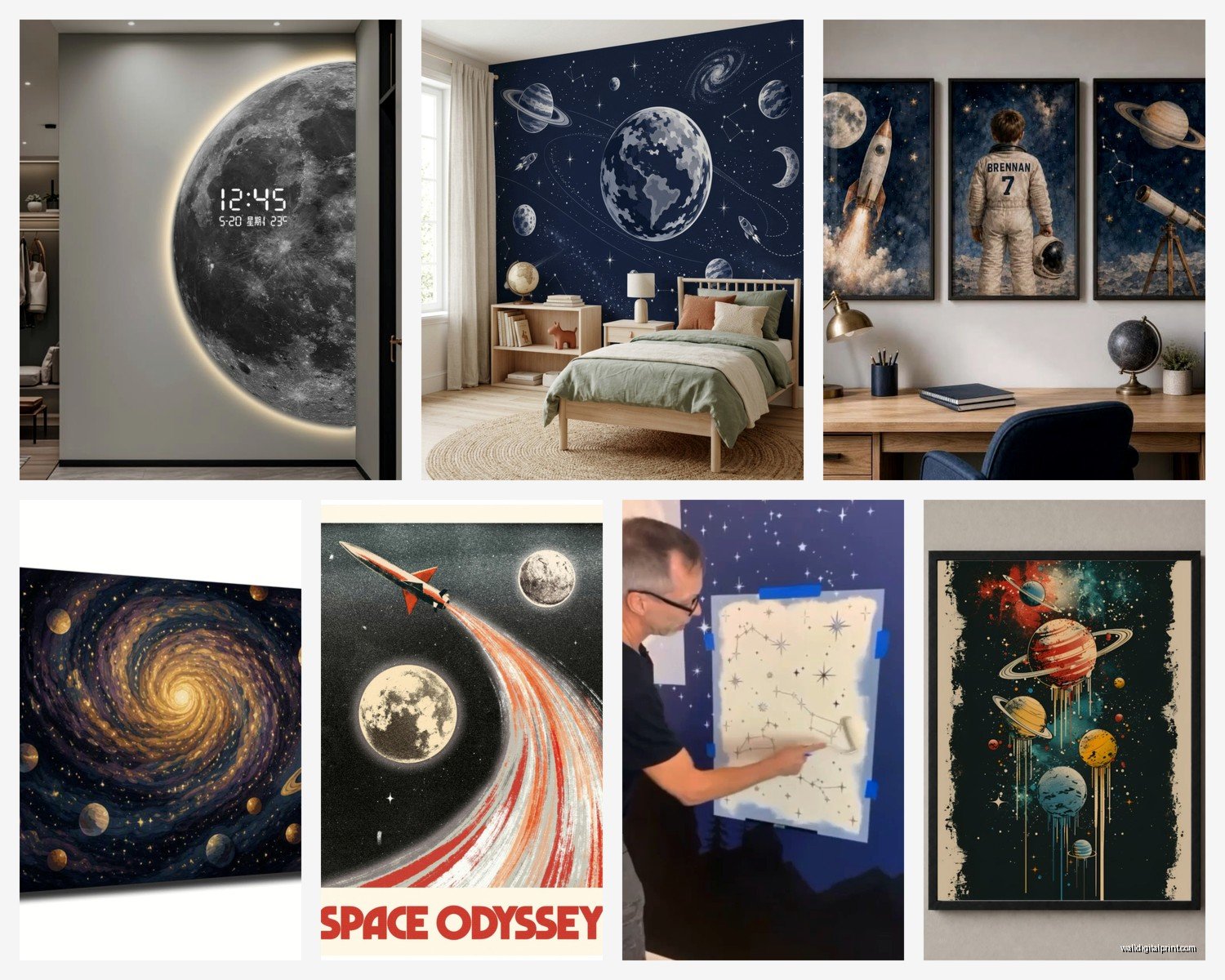 Space Themed Wall Art: Galaxy Astronaut Rocket Cosmos Decor