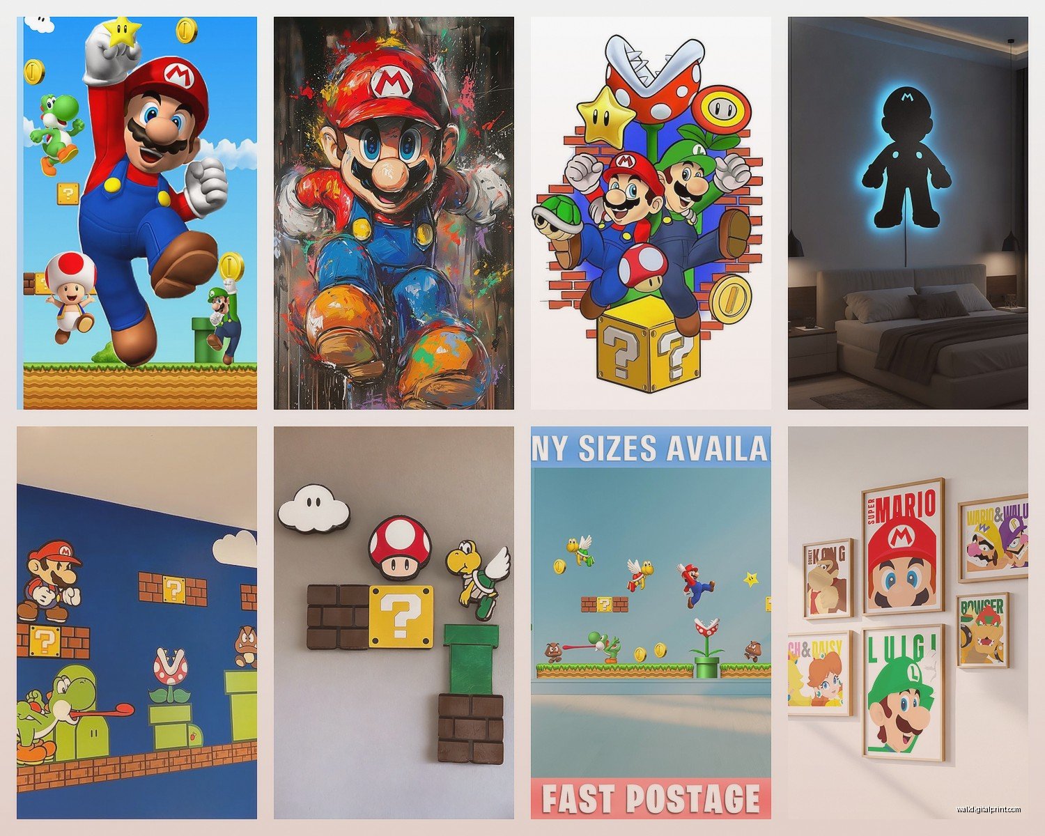 Super Mario Wall Art: Nintendo Bros Video Game Character