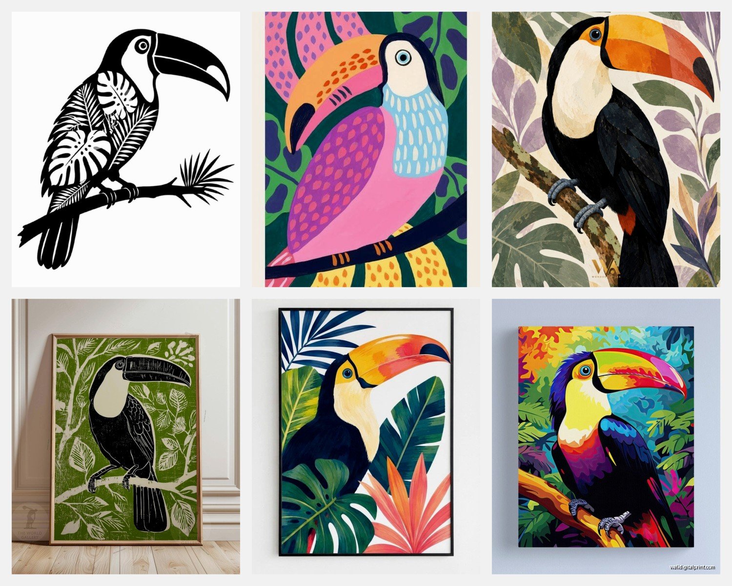 Toucan Wall Art: Tropical Bird Colorful Beak Rainforest